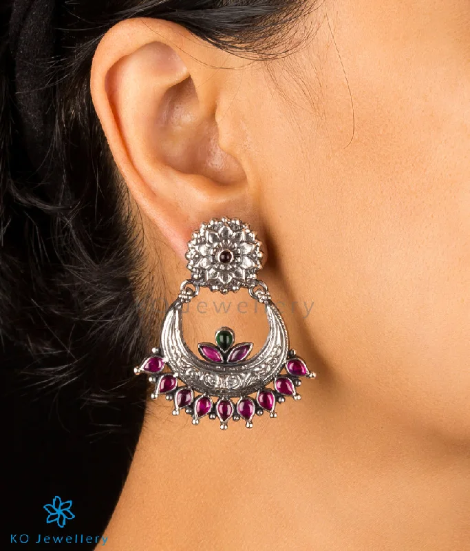 Ladies earrings for influencers -The Param Silver Chand Bali Earrings(Oxidised)