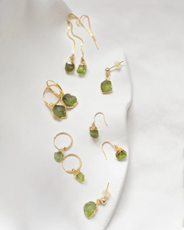 Ladies earrings funky hoops -August | Peridot Earrings