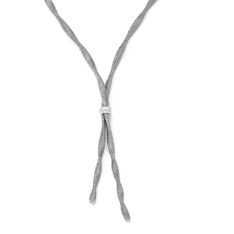 ladies-vintage-diamond-necklaces-3mm Textured and Twisted Lariat Necklace in Sterling Silver, 17-20 in