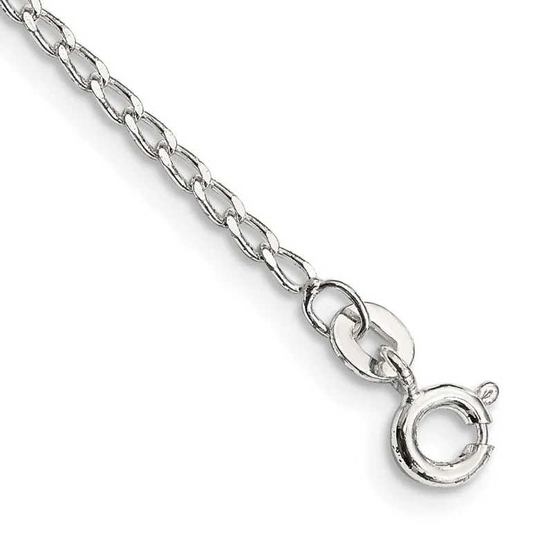 ladies-rustic-silver-bracelets-Sterling Silver 1.5mm Open Elongated Link Chain Bracelet