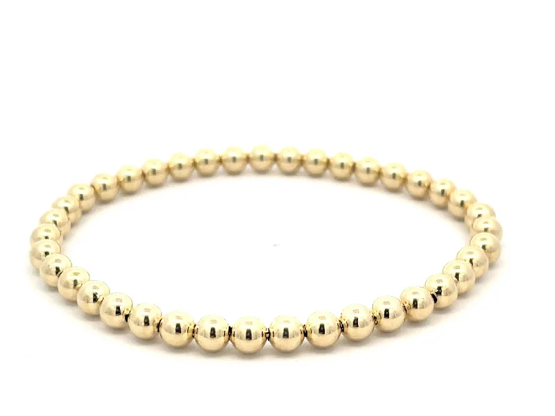 ladies-unique-diamond-bracelets-Classic Gold 5mm Bead Bracelet in 14K Yellow Gold