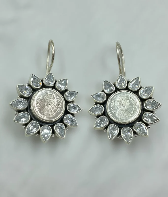 Ladies earrings with moss agate -The Vinila Victoria Silver Gemstone Earrings