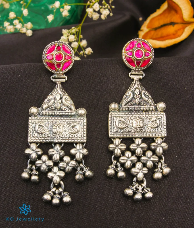 Ladies earrings with quartz crystals -The Tanya Silver Kundan Earrings