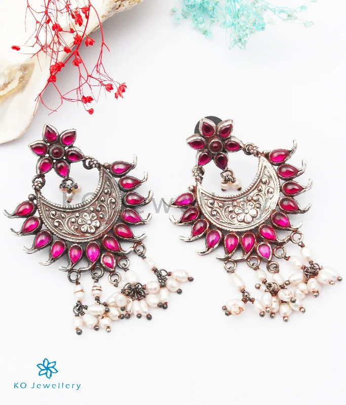 Ladies earrings whimsical charm -The Ajeya Silver Kempu Earrings