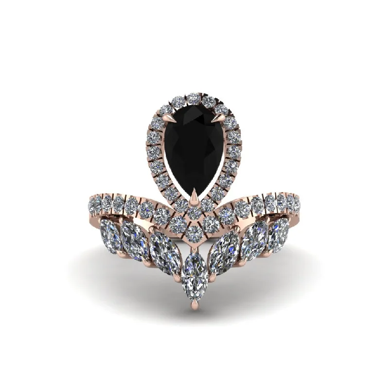 Ladies engagement rings with moss sapphires -Black Diamond Crown Radiance Engagement Ring - Aviana No. 8