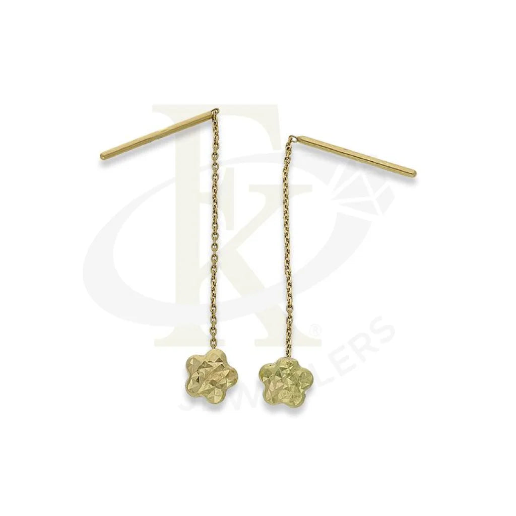 Ladies earrings for free spirits -Gold Flower Shaped Tic-Tac Earrings 18KT - FKJERN18K2220