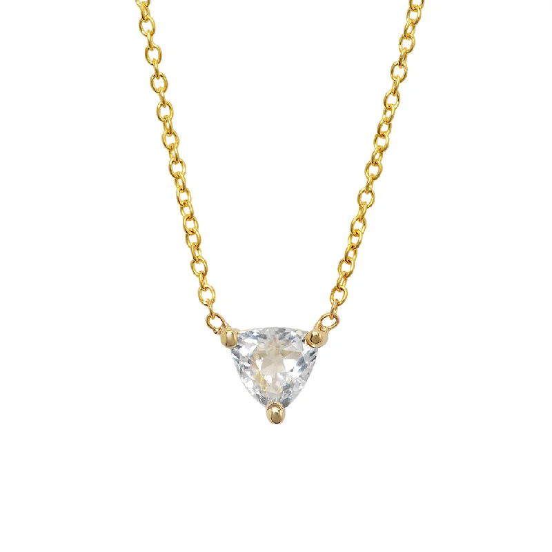 ladies-charm-rose-gold-necklaces-Triangle White Topaz Necklace