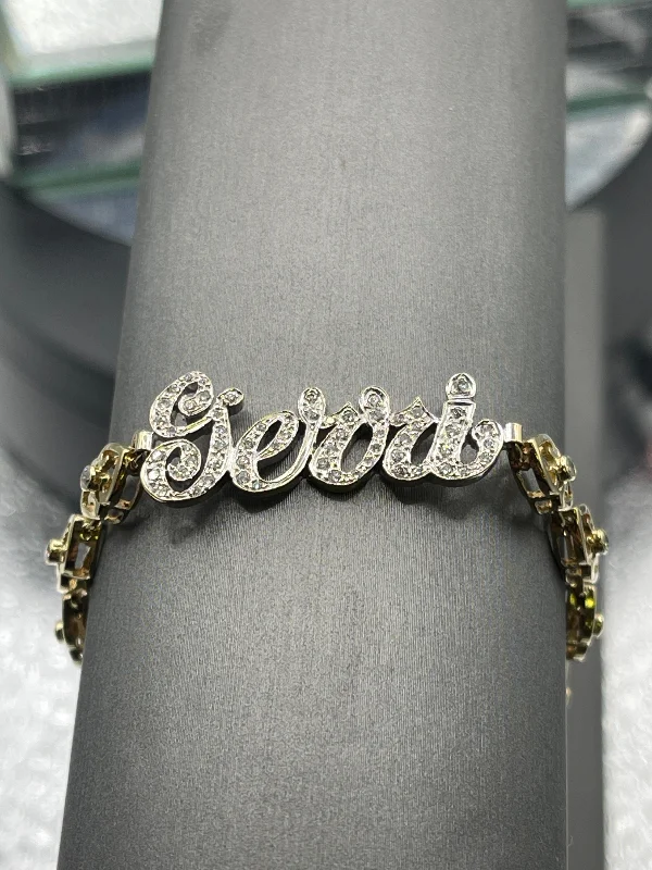 ladies-affordable-gold-bracelets-Ladies 14 Karat Solid Yellow Gold and Diamond Gerri Bracelet