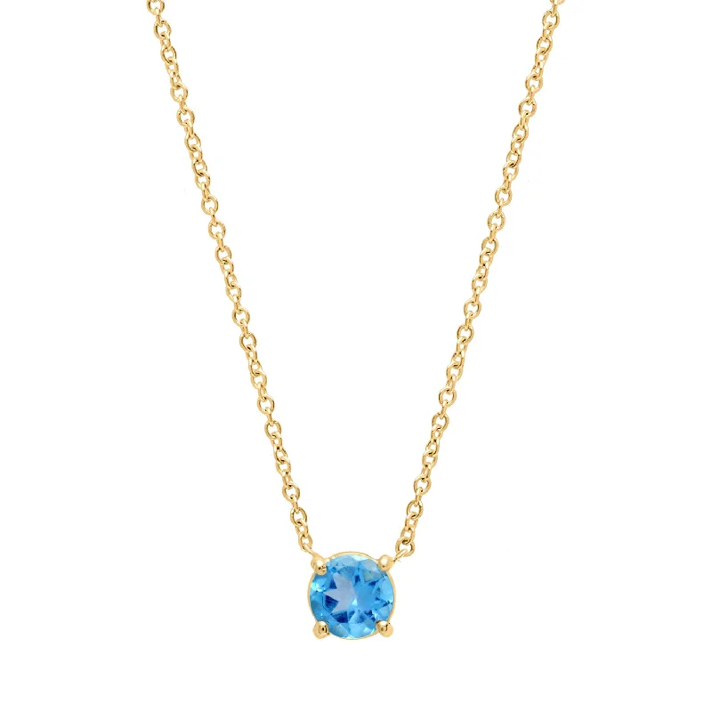 ladies-luxury-silver-necklaces-Blue topaz round cut necklace