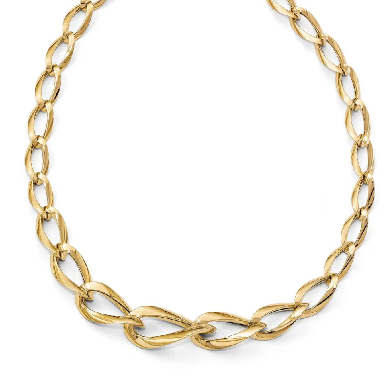 ladies-crystal-heart-necklaces-14k Yellow Gold Graduated Fancy Twisted Link Necklace, 17.5 Inch