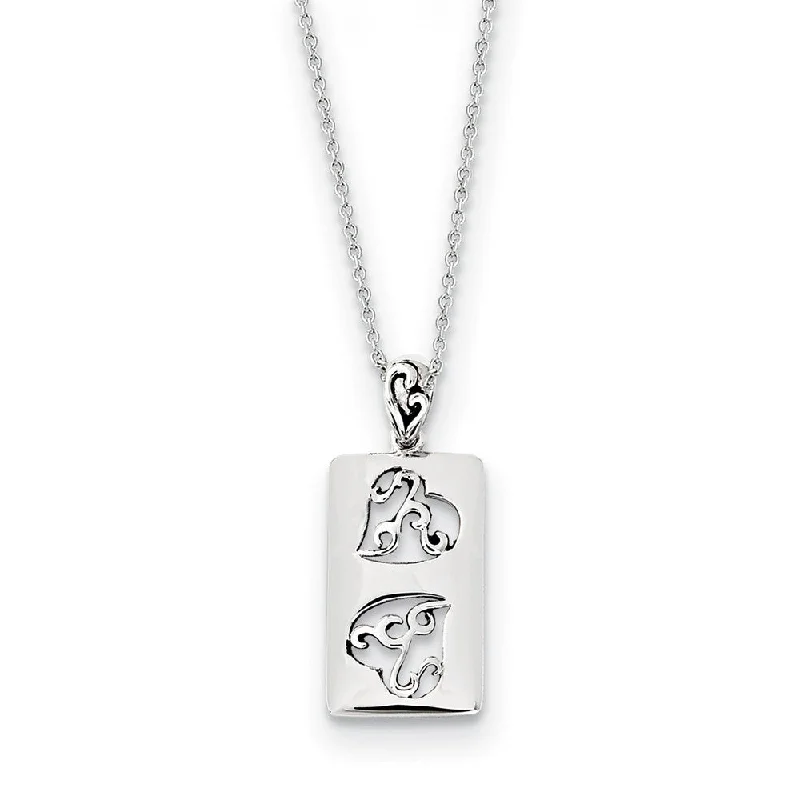 ladies-unique-silver-necklaces-Rhodium Plated Sterling Silver Two Girlfriends Necklace, 18 Inch