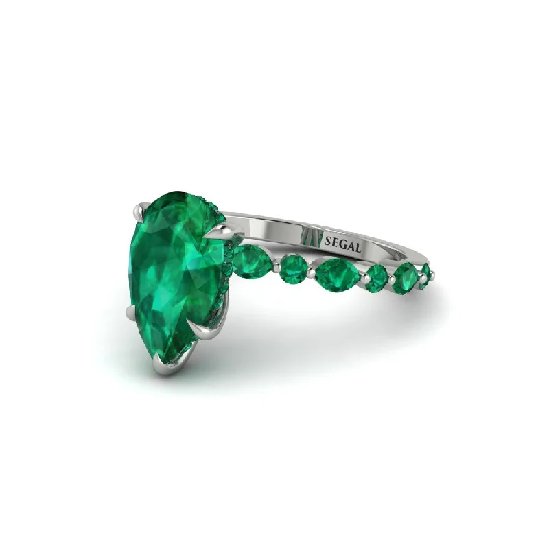 Ladies engagement rings for artistic proposals -Pear-Cut Emerald Halo Engagement Ring - Nylah No. 21