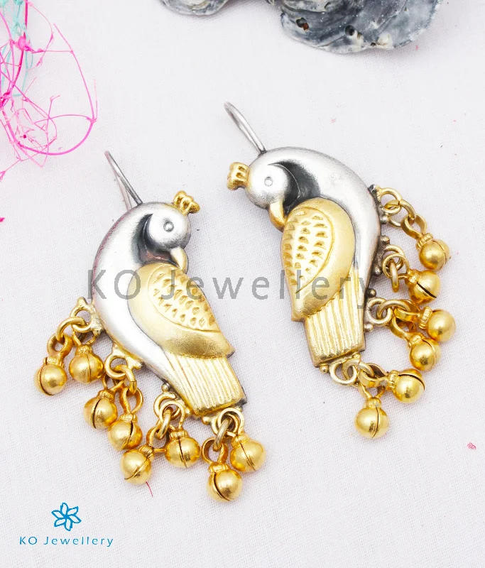 Ladies earrings for vloggers -The Kira Silver Parrot Earrings(Two-tone)