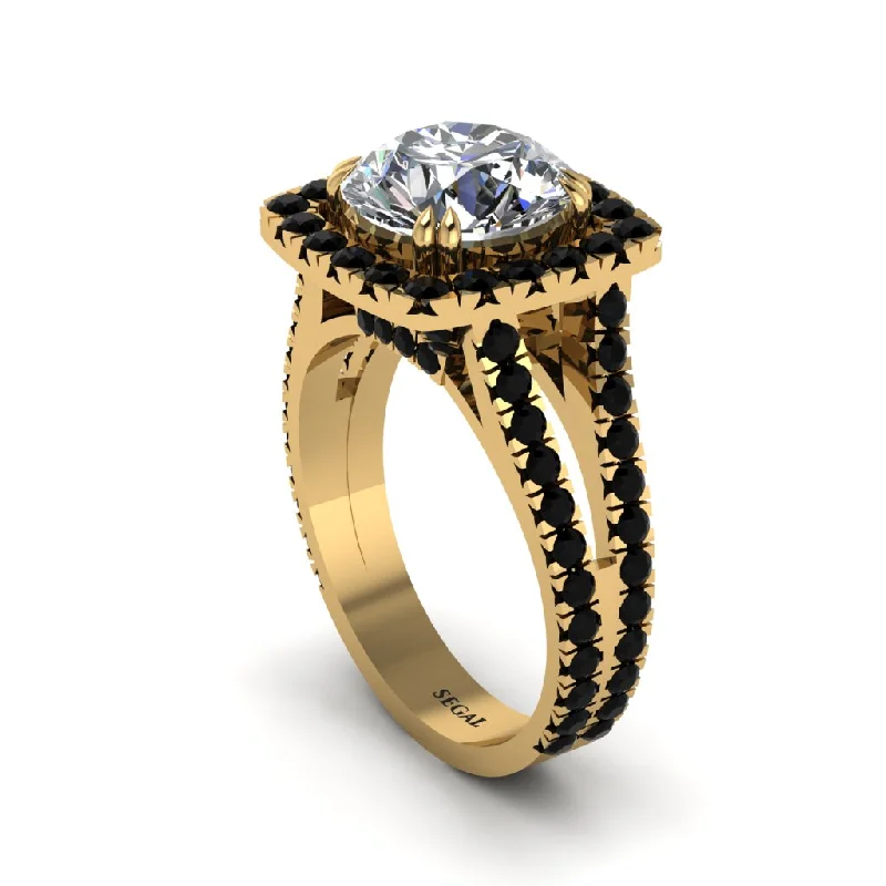 Ladies engagement rings for stacked looks -Diamond Pave Split Shank Engagement Ring - Averie No. 31