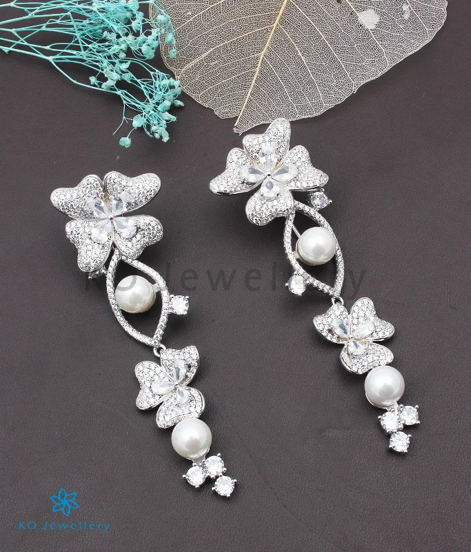 Ladies earrings with white opal -The Valerie Silver Pearl Earrings