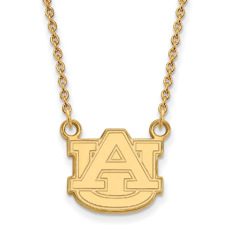 ladies-fashion-silver-necklaces-14k Gold Plated Silver Auburn U Small 'AU' Pendant Necklace