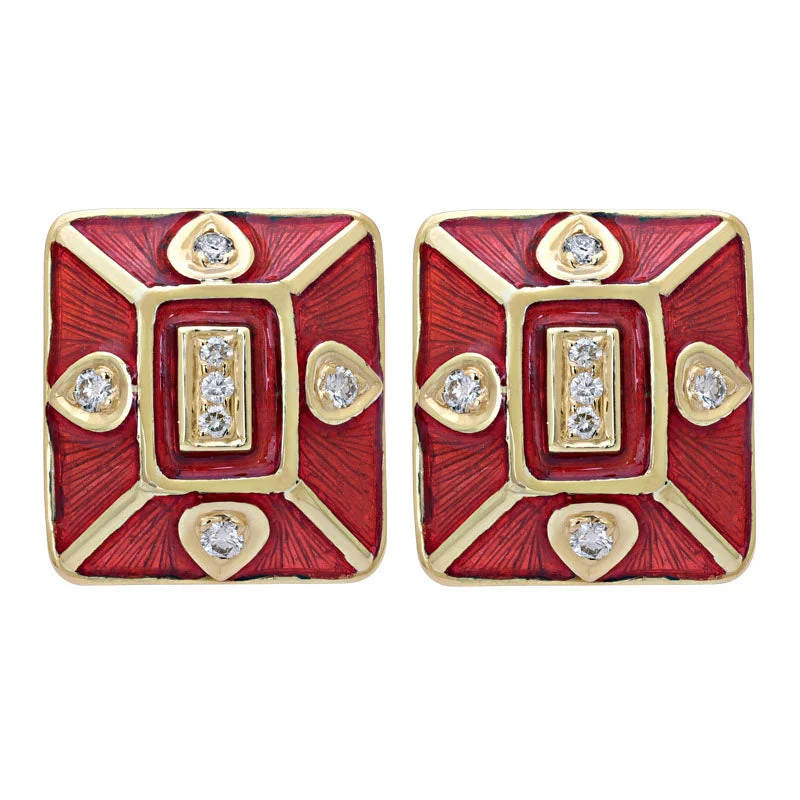 Ladies earrings with jet onyx -Earrings-Diamond (Enamel)