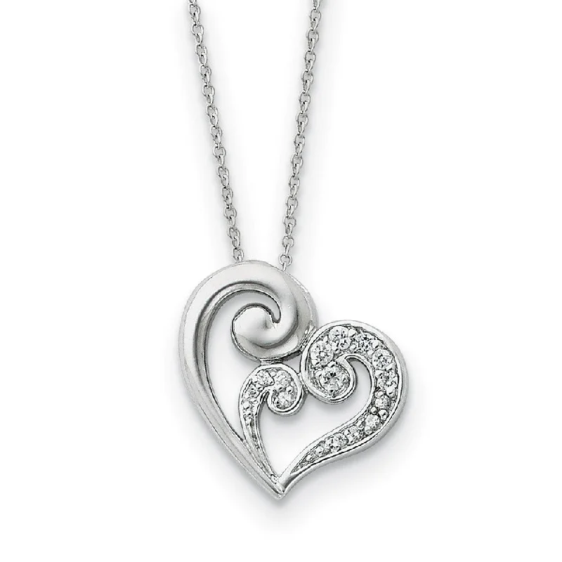 ladies-elegant-gold-necklaces-Rhodium Plated Sterling Silver, A Mother's Journey Heart Necklace