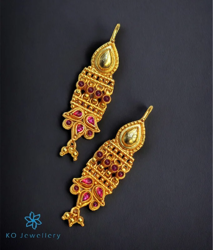 Ladies earrings for workshops -The Abir Silver Earrings(Red)