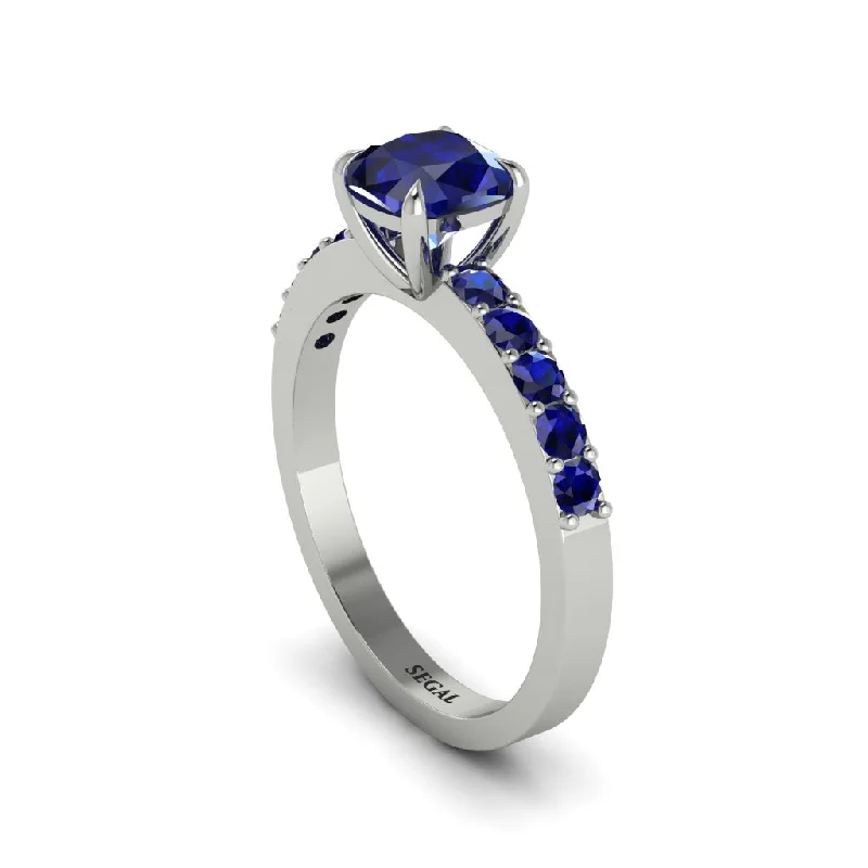 Ladies engagement rings refined sparkle -Cushion-Cut Sapphire Classic Elegance Engagement Ring - Demi No. 75