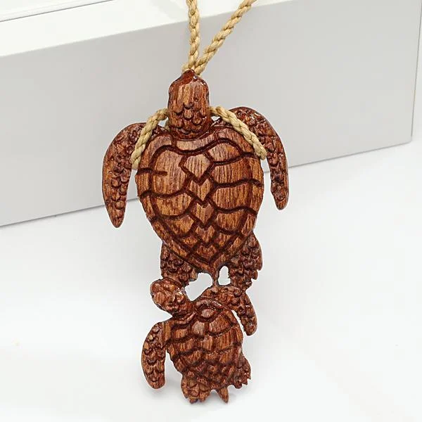 ladies-infinity-diamond-necklaces-33x58mm Koa Wood Mom-baby Turtle Necklace Brown Cord