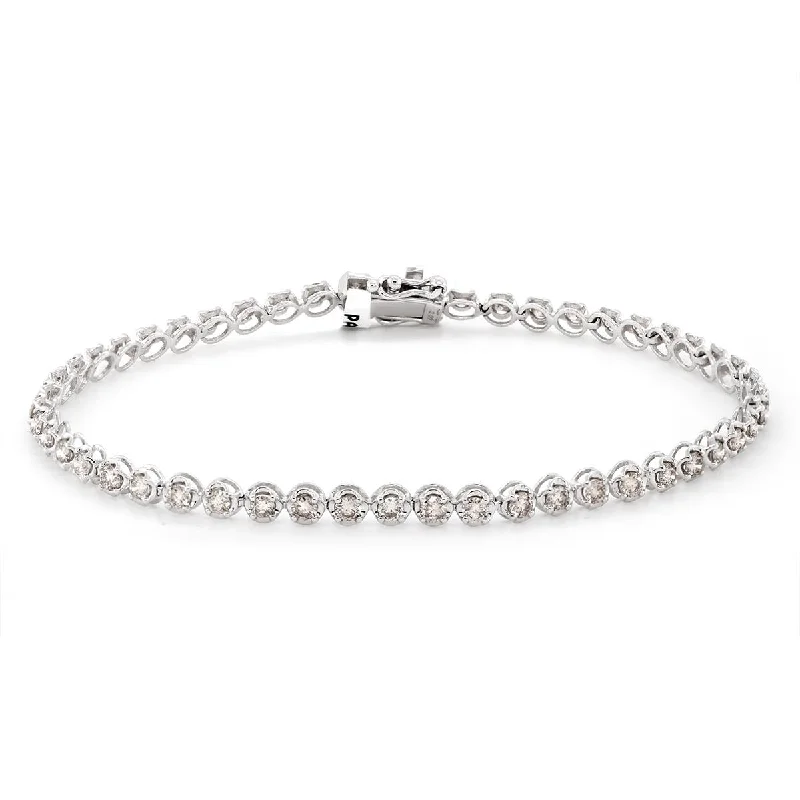 ladies-gemstone-rose-gold-bracelets-WHITE GOLD DIAMOND TENNIS BRACELET WITH 50 DIAMONDS, 2.00 CT TW