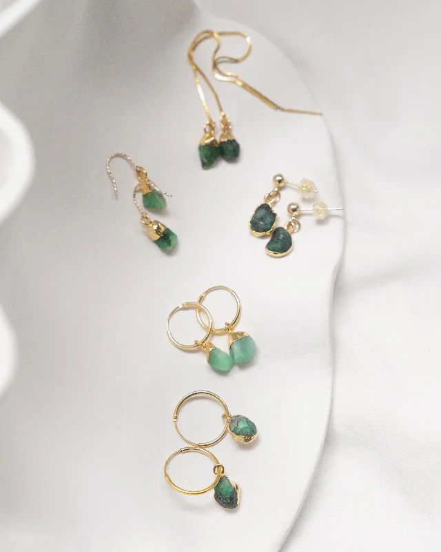 Ladies earrings sleek studs -May | Emerald Earrings