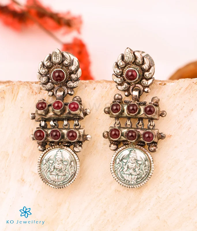 Ladies earrings for chill hangs -The Paramaa Antique Silver Lakshmi Coin Earrings (Oxidised)