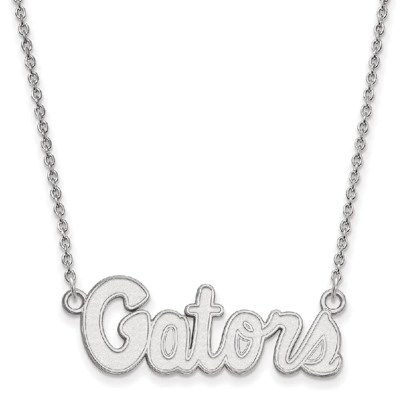 ladies-silver-moon-necklaces-Sterling Silver U of Florida Small Gators Script Necklace