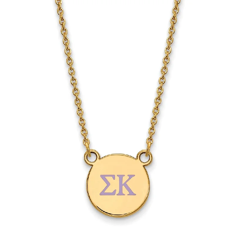 ladies-gift-rose-gold-necklaces-14K Plated Silver Sigma Kappa Small Pink Enamel Greek Necklace