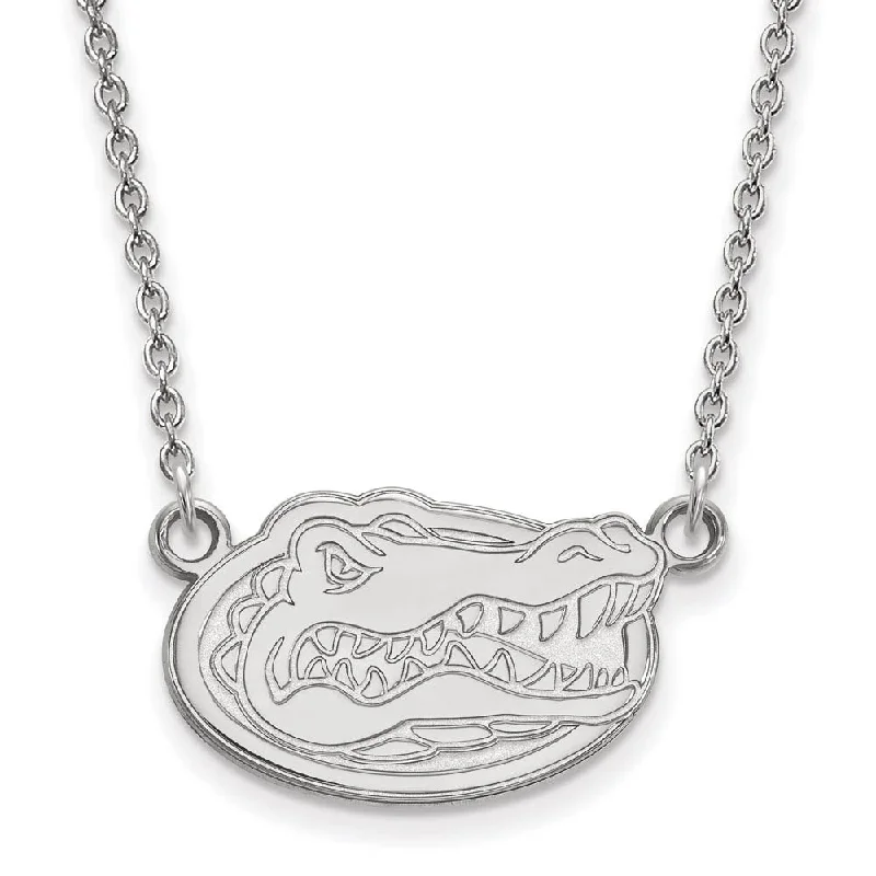 ladies-handmade-diamond-necklaces-Sterling Silver U of Florida Small Gator Pendant Necklace