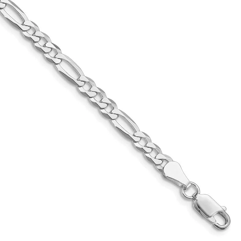 ladies-infinity-diamond-bracelets-Sterling Silver Rhodium-plated 4.5mm Lightweight Flat Figaro Chain Bracelet