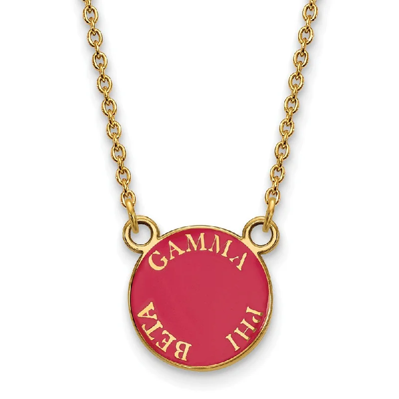 ladies-gemstone-gold-necklaces-14K Plated Silver Gamma Phi Beta Small Enamel Disc Necklace