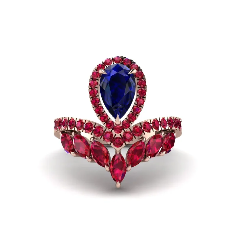 Ladies engagement rings with blush sapphires -Sapphire Crown Radiance Engagement Ring - Aviana No. 59