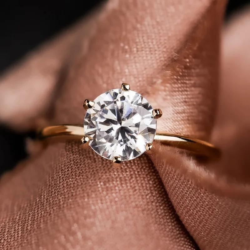 Ladies engagement rings unique charm -The Harper - Classic Solitaire Round Diamond Engagement Ring