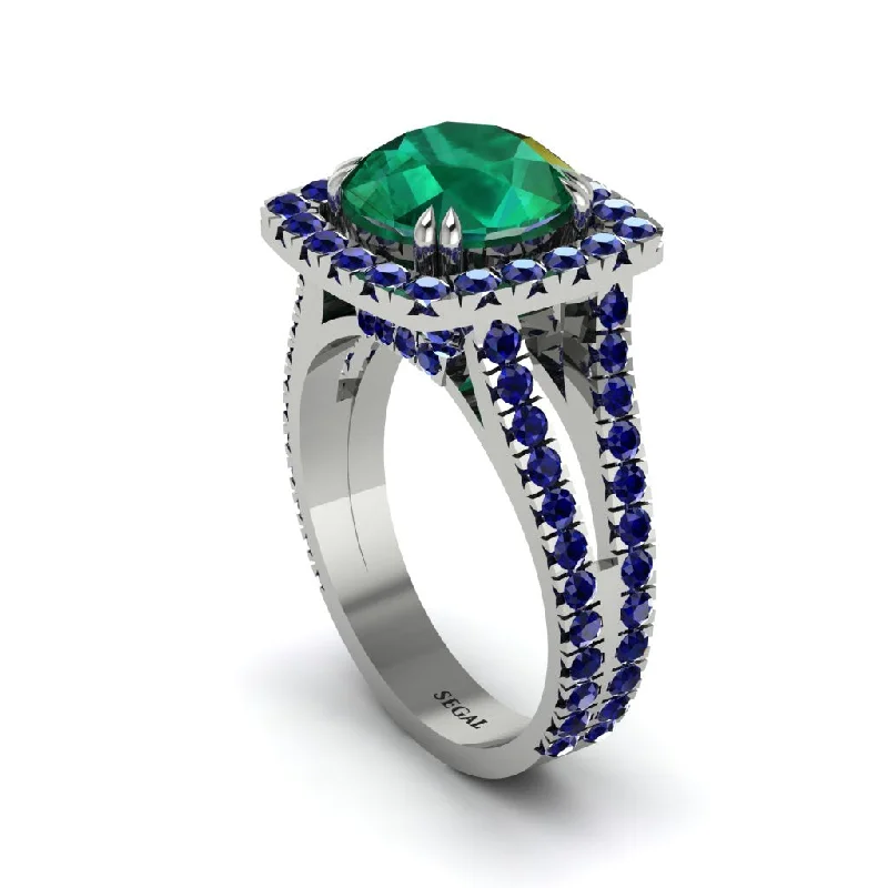 Ladies engagement rings gentle shine -Emerald Pave Split Shank Engagement Ring - Averie No. 66