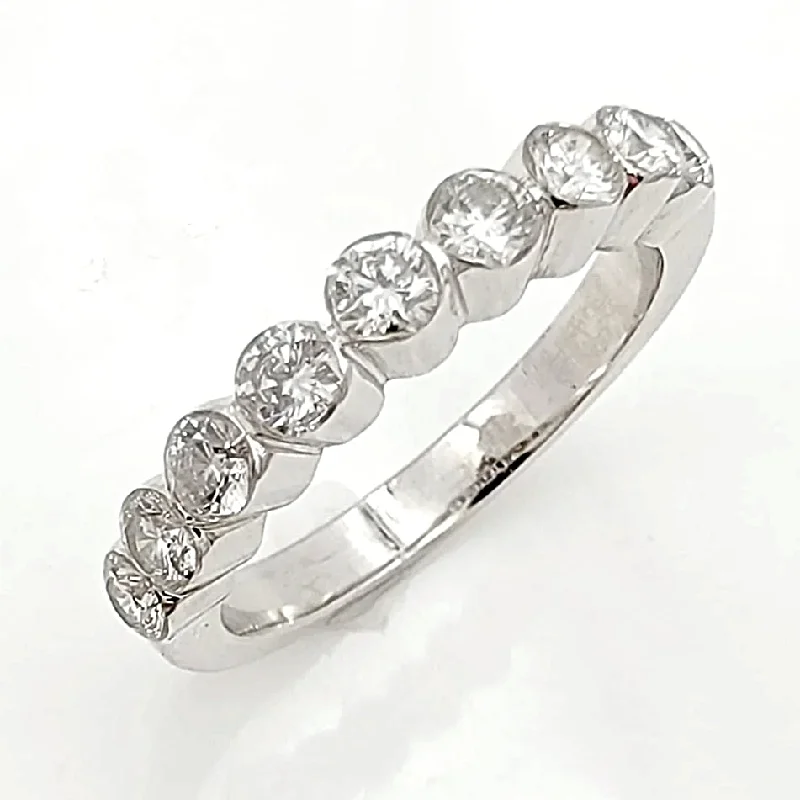 Ladies engagement rings with butterfly settings -14k White Gold Half Eternity Engagement Band