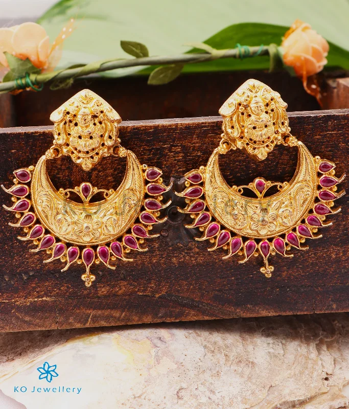 Ladies earrings slim studs -The Isha Silver Lakshmi Chand Bali Earrings