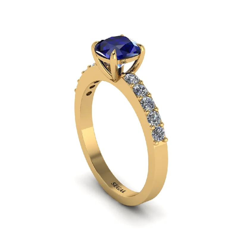 Ladies engagement rings thick brilliance -Cushion-Cut Sapphire Classic Elegance Engagement Ring - Demi No. 13