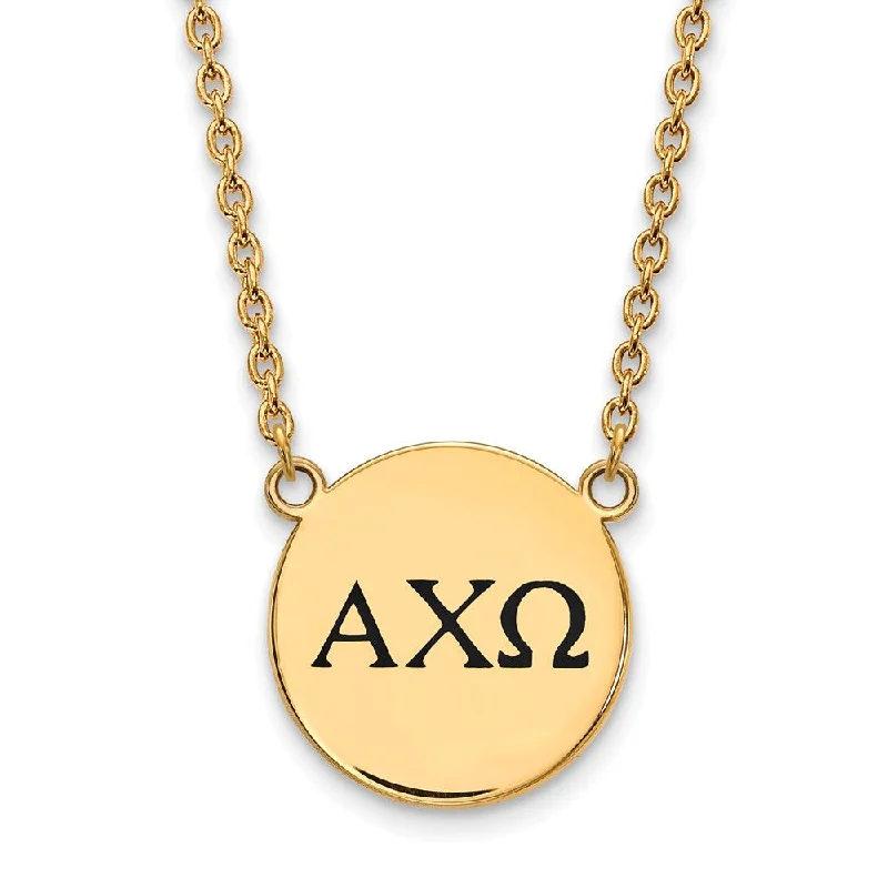 ladies-modern-diamond-necklaces-14K Plated Silver Alpha Chi Omega Large Enamel Greek Letters Necklace