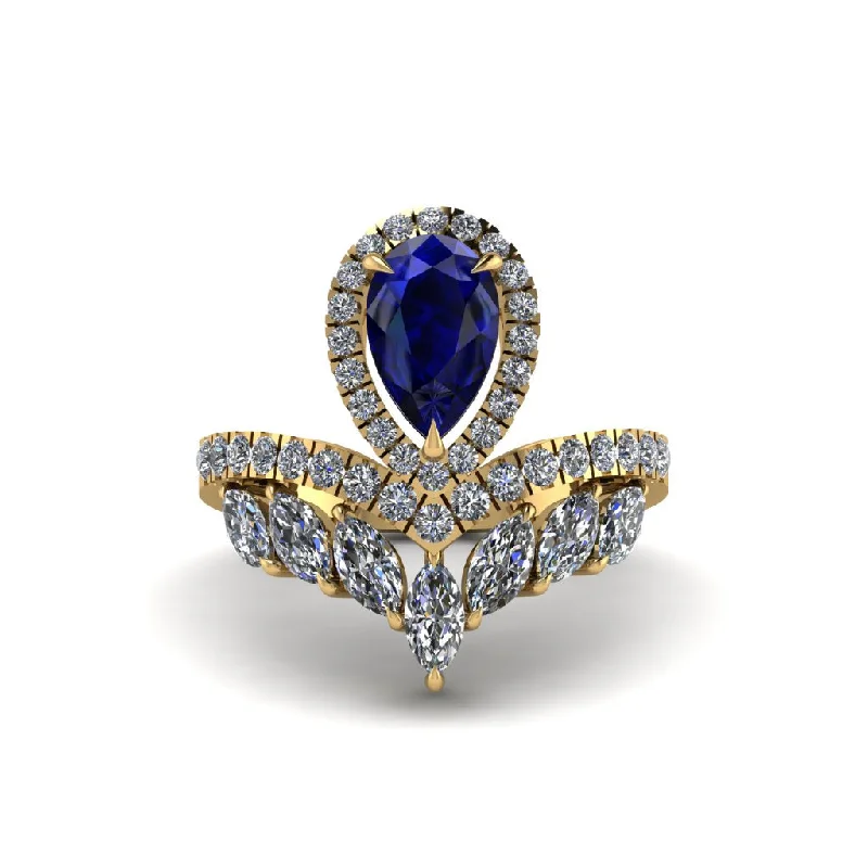 Ladies engagement rings playful sparkle -Sapphire Crown Radiance Engagement Ring - Aviana No. 13