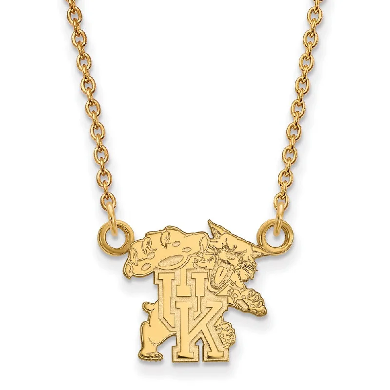 ladies-bohemian-diamond-necklaces-14k Yellow Gold U of Kentucky Small Wildcat UK Pendant Necklace