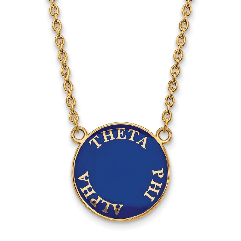 ladies-diamond-pendant-necklaces-14K Plated Silver Theta Phi Alpha Large Enamel Disc Necklace