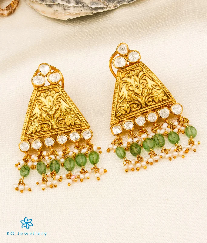 Ladies earrings stylish studs -The Sukriti Silver Kundan Earrings