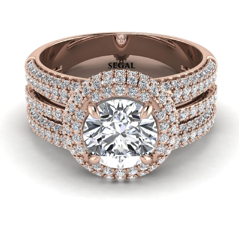 Ladies engagement rings with cub settings -Diamond Halo Luxury Pave Engagement Ring - Sierra No. 2