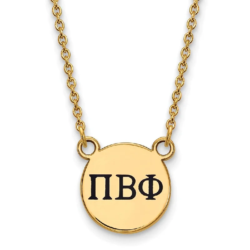 ladies-charm-silver-necklaces-14K Plated Silver Pi Beta Phi Small Enamel Greek Letters Necklace