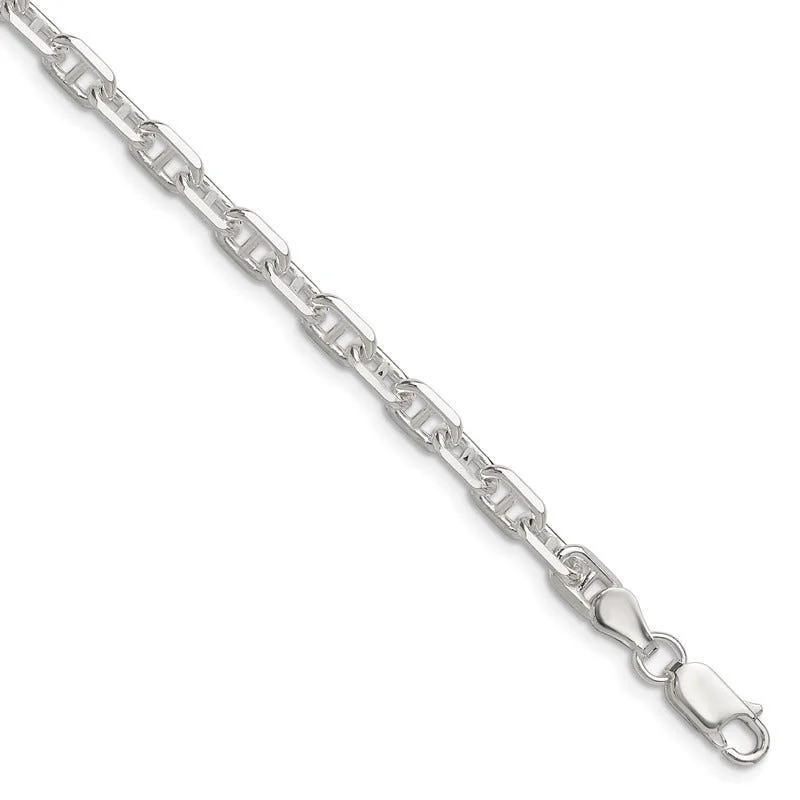 ladies-charm-silver-bracelets-Sterling Silver Polished and D/C 4.75mm Marine Link Chain Bracelet