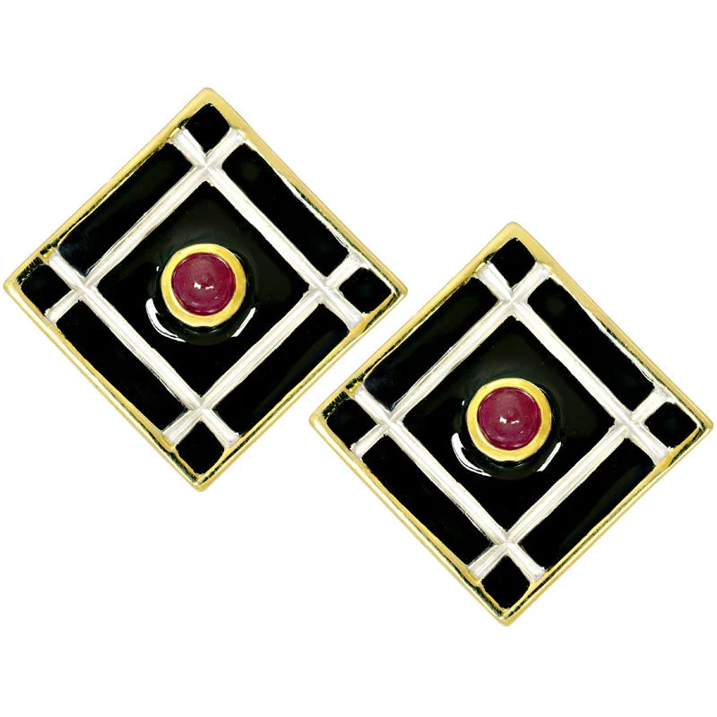 Ladies earrings for casual vibes -Earrings-Ruby (Enamel)