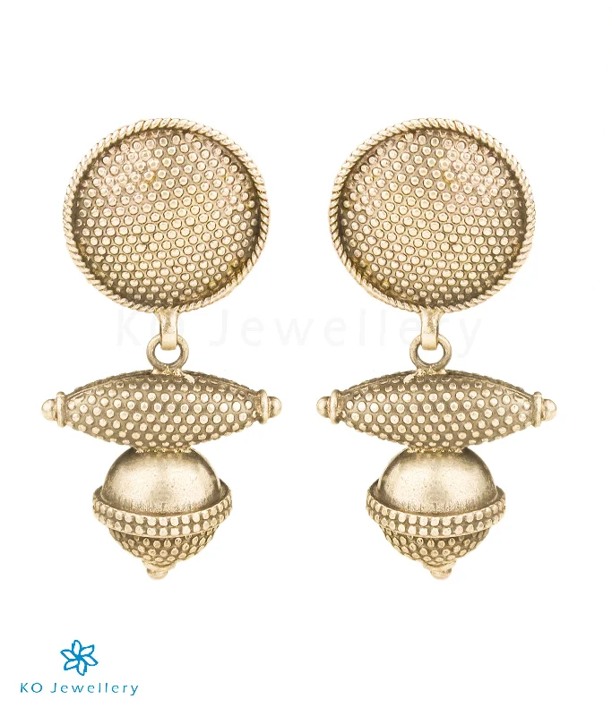 Ladies earrings quirky studs -The Saanvi Antique Silver Earrings