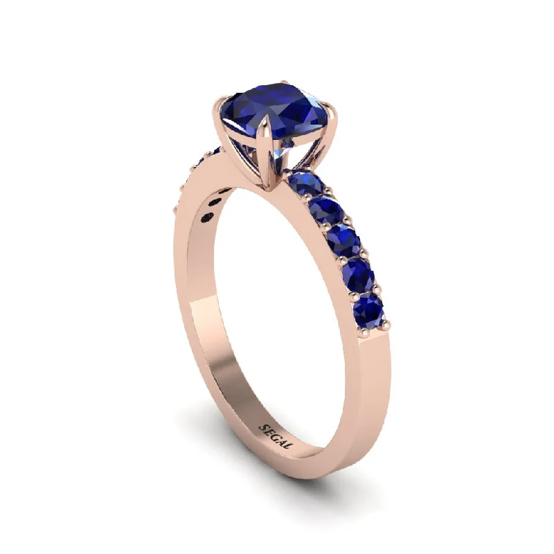 Ladies engagement rings with ceramic inlays -Cushion-Cut Sapphire Classic Elegance Engagement Ring - Demi No. 74